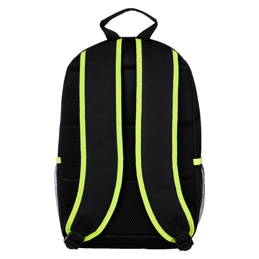 BVB Rucksack Neon, Rückansicht mit gepolsterten Schultergurten