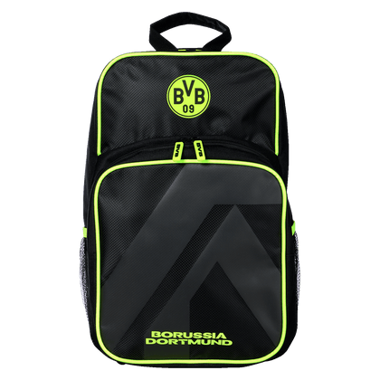 BVB Rucksack Neon in Schwarz mit neongelben Akzenten, Vorderansicht
