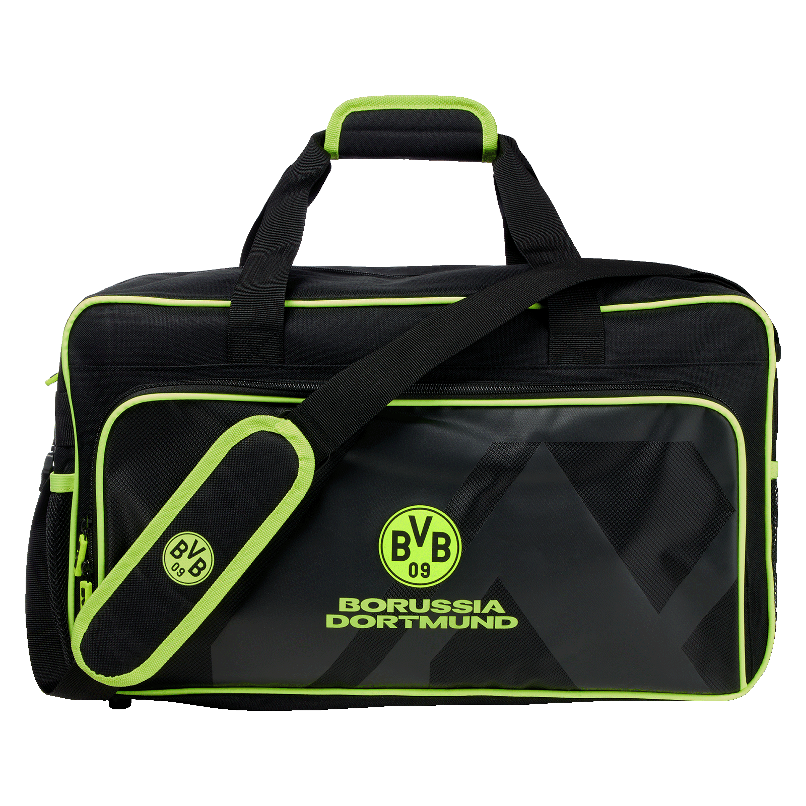 BVB Sporttasche Neon in Schwarz mit Neon-Logo und Schriftzug