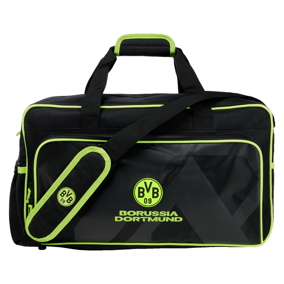 BVB Sporttasche Neon in Schwarz mit Neon-Logo und Schriftzug
