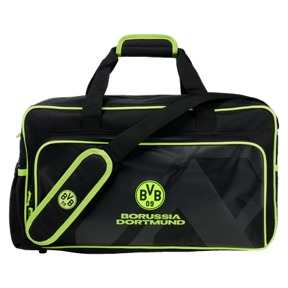 BVB Sporttasche Neon in Schwarz mit Neon-Logo und Schriftzug