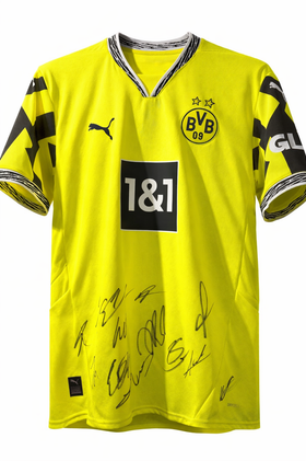 💛🖤 BVB Sondertrikot Neon – signiert von der Mannschaft (echtes Sammlerstück!) 🖤💛