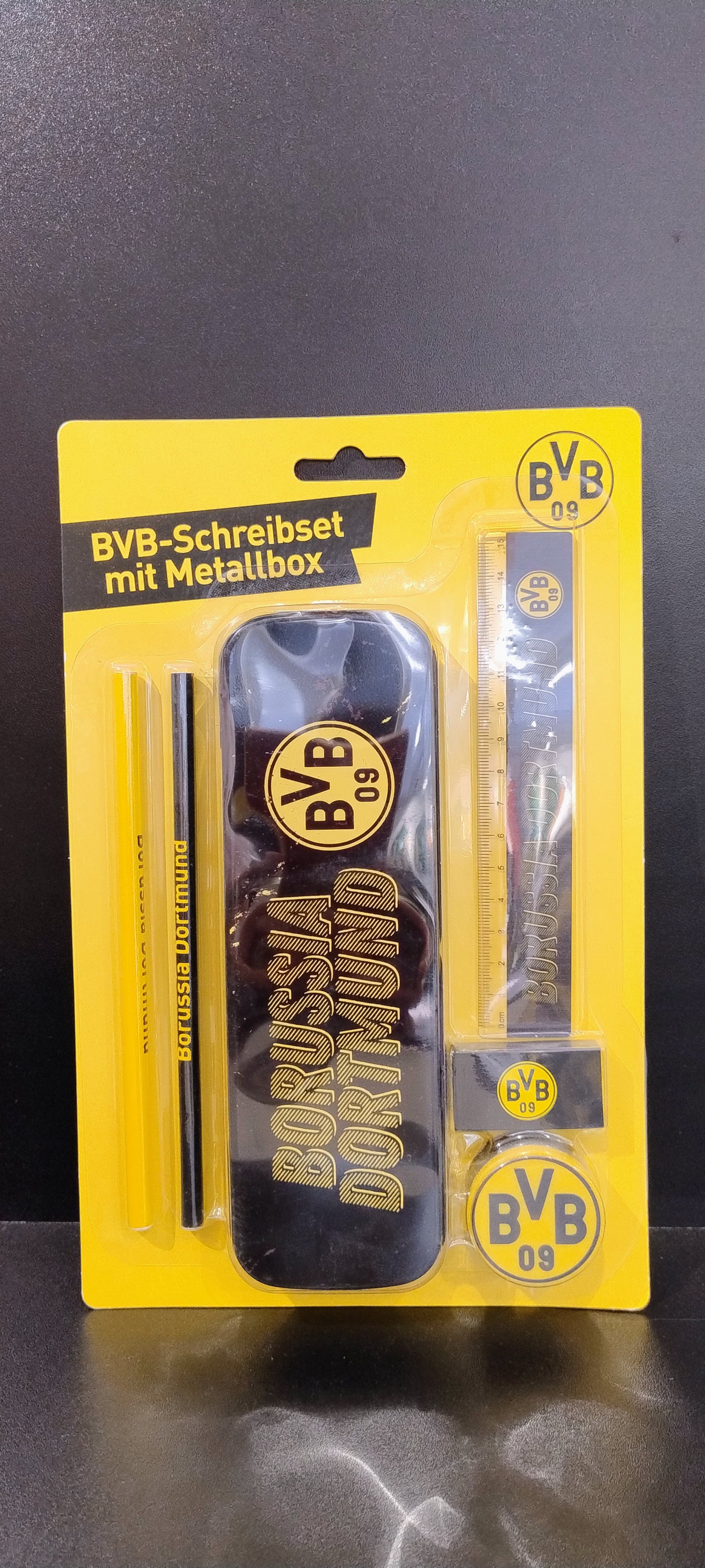 BVB-Schreibset Logo mit Metallbox 6tlg
